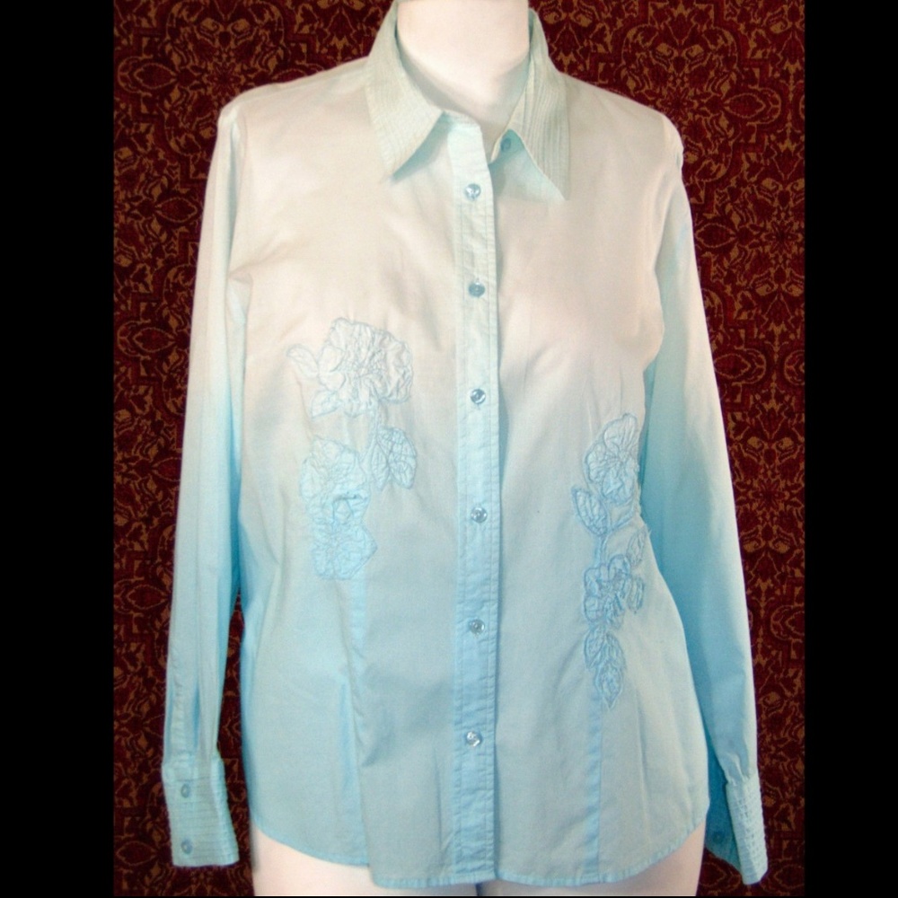 VENEZIA turquoise cotton blouse 14/16 ✨